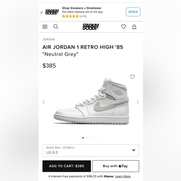 AIR JORDAN 1 RETRO HIGH '85
"Neutral Grey" size 6.5 MEN/ 8 WOMEN - Picture 4 of 14